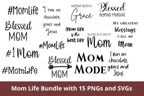 Christian Mom Life Bundle SVG and PNG for Crafts Graphics