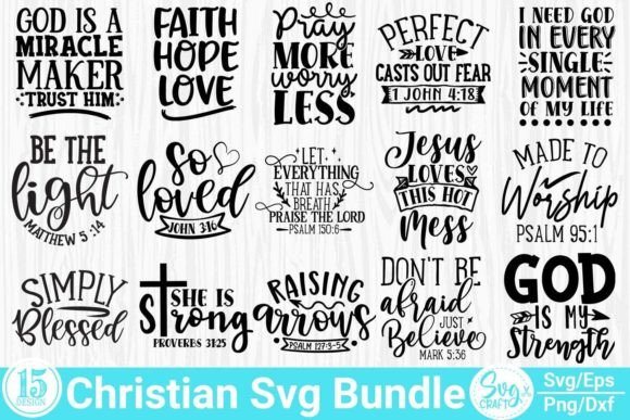 Christian Saying SVG Bundle: Faith Graphics for Crafts