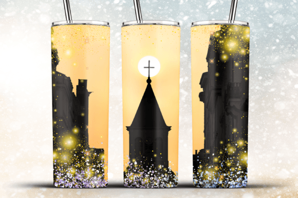 Santa Jesus Cross Glitter 20oz Tumbler Graphics for Crafts