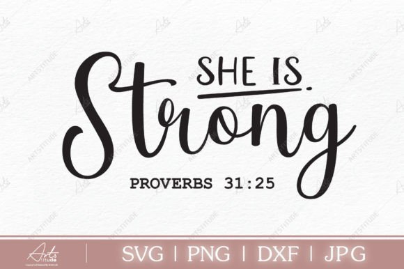She is Strong Bible SVG: Graphics for Faith Crafts